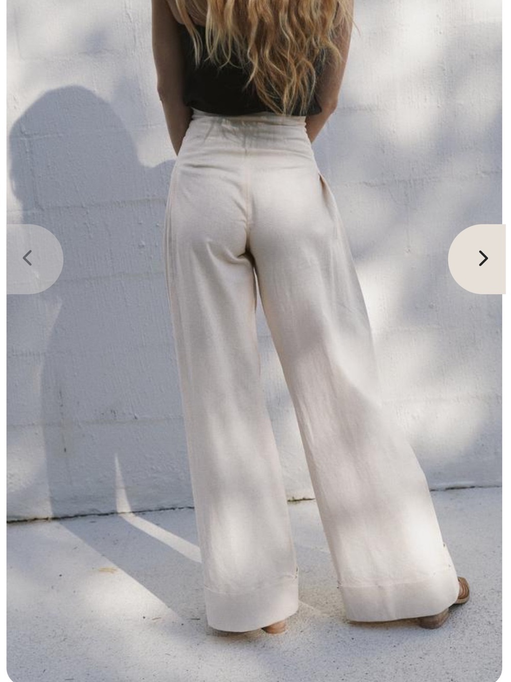 St. Agni Cream Linen Wide Leg Pleated Pants M - Picture 3 of 10